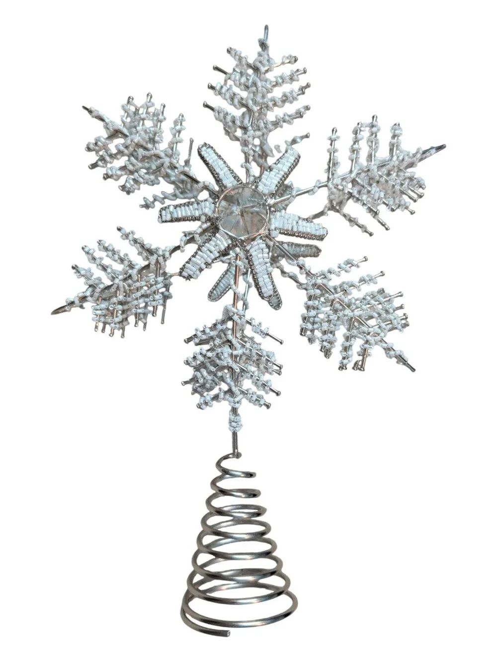 Source Unknown Silver Snowflake Tree Topper